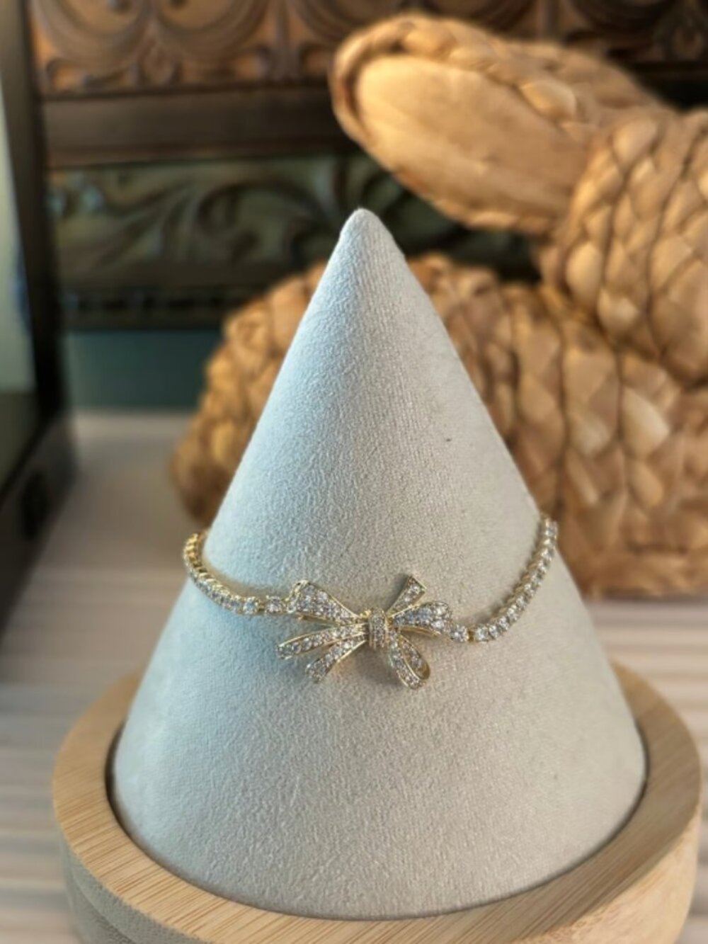 Bow CZ gold plated pulley bracelet
